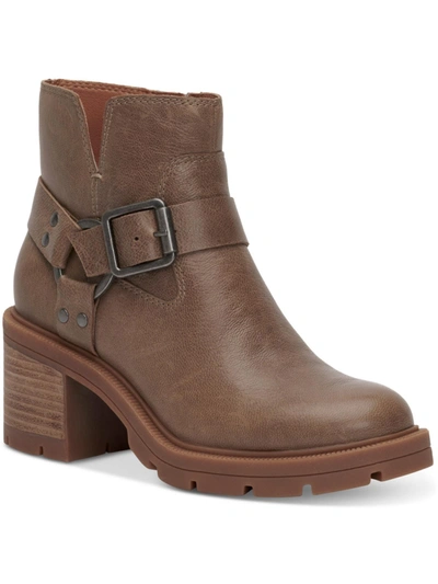 Lucky Brand Slyvin Womens Leather Zipper Booties In Brown