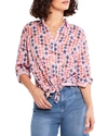 Nic + Zoe Petite Geo Dots Printed Boyfriend Shirt In Pink