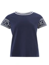 KENZO KENZO COTTON T-SHIRT WITH CONTRASTING LOGO ON WOMEN'S SLEEVES