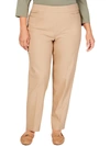 Alfred Dunner Plus Allure Womens Tummy Slimming Modern Fit Trouser Pants In Beige