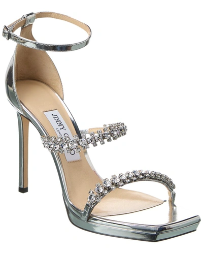 Jimmy Choo Bing 105 Metallic Leather Sandals In Silver