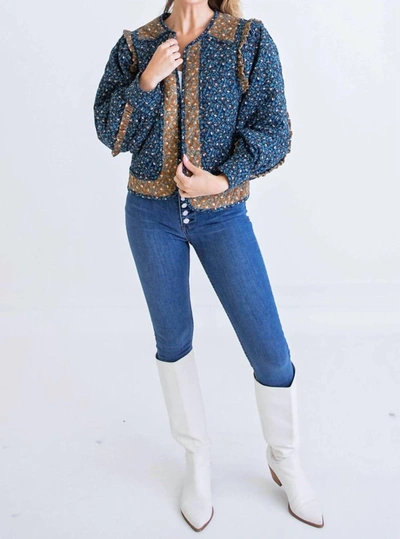 Karlie Floral Ditzy Jacket In Blue/brown