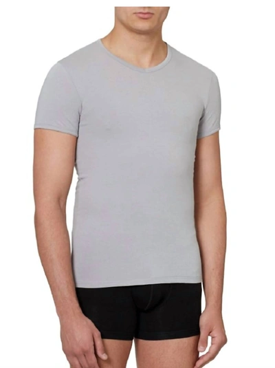 Versace Cotton V-neck Medusa Undershirt T-shirt In Grey