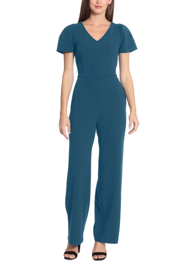 Maggy London Womens Crepe Formal Jumpsuit In Blue