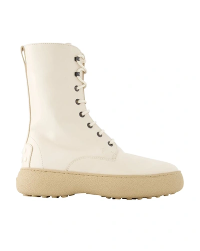 TOD'S WINTER GOMMINI BOOTS - TOD'S - LEATHER - WHITE