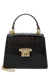 PERSAMAN NEW YORK CROCO EMBOSSED TOP HANDLE BAG