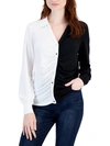 STUDIO BY JPR WOMENS RUCHED BUTTON FRONT BLOUSE