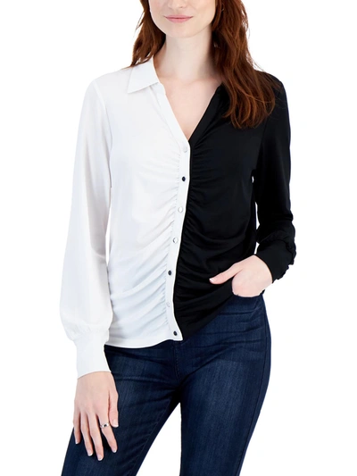 Studio By Jpr Womens Ruched Button Front Blouse In White