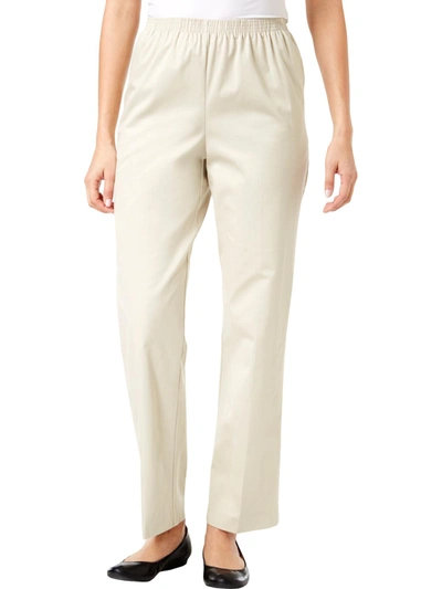 Alfred Dunner Womens Flat Front Elastic Waist Casual Pants In Beige