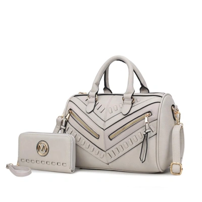 Mkf Collection By Mia K Lara Vegan Leather Women's Satchel With Wallet - 2 Pieces In White