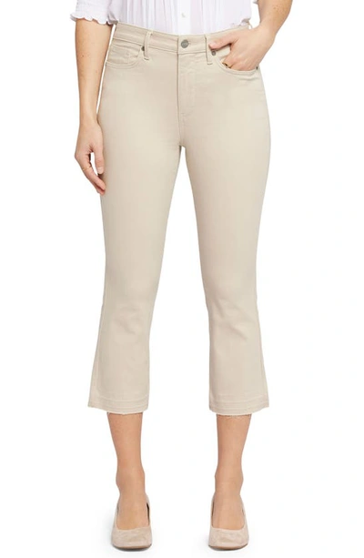 Nydj Brigitte Frayed High Waist Wide Leg Capri Jeans In Brown