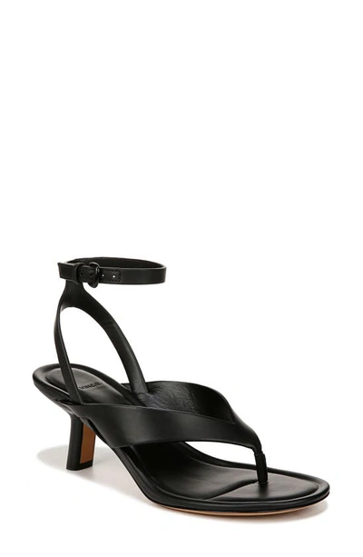 Vince Julian Leather Ankle-strap Thong Sandals In Black Leather