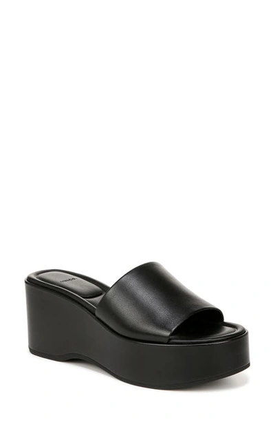 Vince Polina Leather Slide Platform Sandals In Black