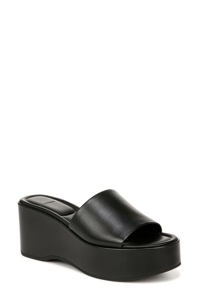 Vince Polina Leather Slide Platform Sandals In Black Leather