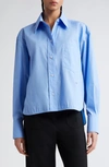 Victoria Beckham Shirt Cropped Long Sleeves In Oxford Blue