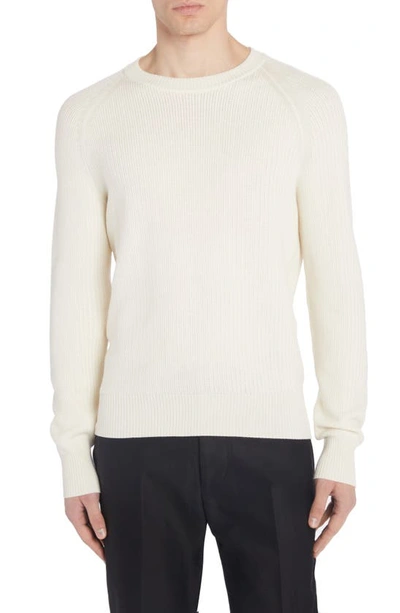 Tom Ford Textured Stitch Wool & Silk Crewneck Sweater In White