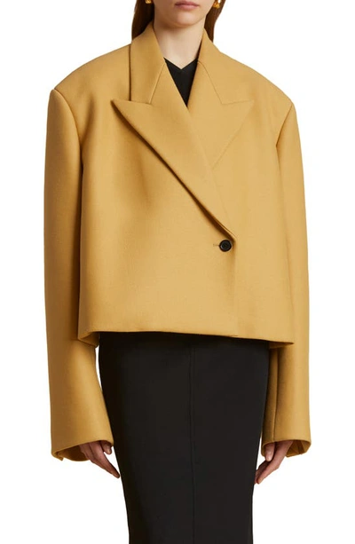 Khaite Raymond Oversized Double-breasted Jacket In Camel