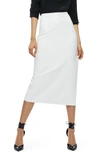 Alice And Olivia Maeve Back Slit Faux Leather Midi Skirt In Off White