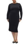 VERO MODA CURVE PHINE DRAWSTRING RUCHED LONG SLEEVE DRESS