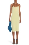 Bottega Veneta Chain-detailed Ribbed-knit Midi Halter Dress In Pineapple