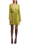Bardot Bellissa Sequin Long Sleeve Minidress In Lime