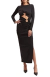 Bardot Neve Long-sleeve Maxi Dress In Black