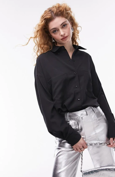 Topshop Relaxed Shirt In Black