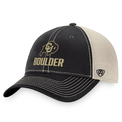 Top Of The World Black/natural Colorado Buffaloes Boulder Trucker Adjustable Hat