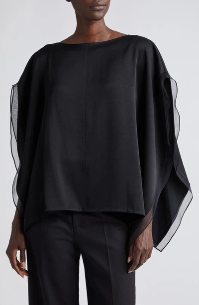 Jason Wu Collection Cascading Ruffle Satin Top In Black