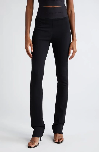 Alexander Wang Bootcut Pants W Logo Elastic Waistband In Black