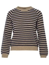 Apc Regular Fit Striped Round Neckline Sweater In Beige
