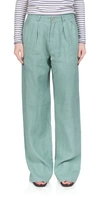 Denimist Double Pleat Wide Leg Chino Sage