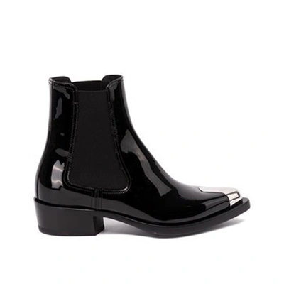 Alexander Mcqueen Punk Pull-on Patent-leather Chelsea Boots In Black