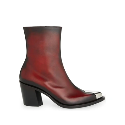 Alexander Mcqueen Leather Cowboy Punk Boots In Red