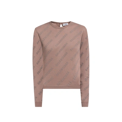 Balenciaga Knitted Pullover In Brown
