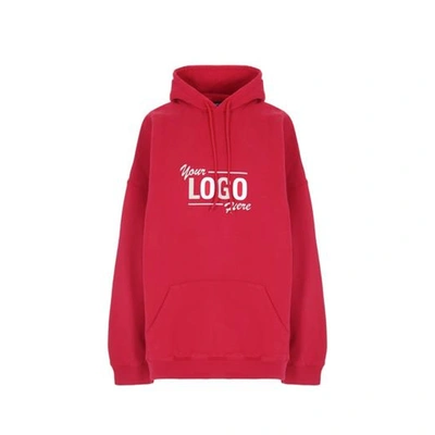 Balenciaga Logo Hooded Sweatshirt In Red