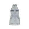 Balmain Panelled Denim Minidress In Blue