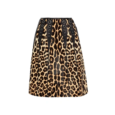 BOTTEGA VENETA LEOPARD PRINT CALF HAIR SKIRT