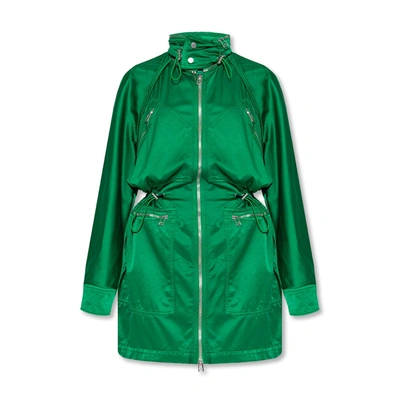 Bottega Veneta Satin Parka In Green