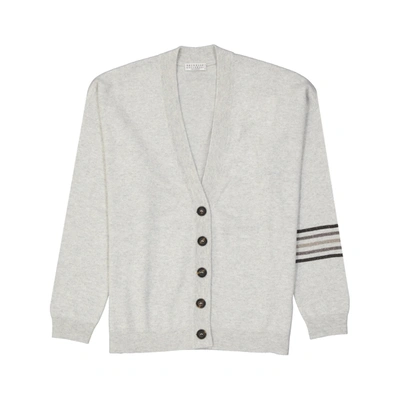 Brunello Cucinelli Wool Cardigan In Grey