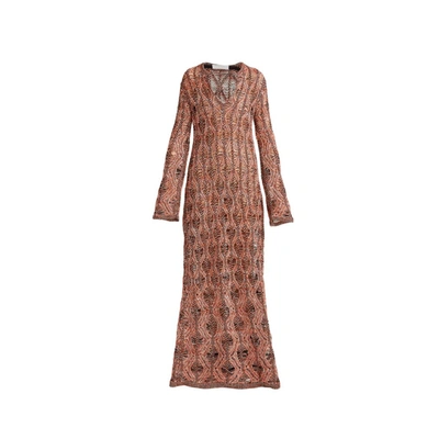 Chloé E Knitted Maxi Dress In Brown