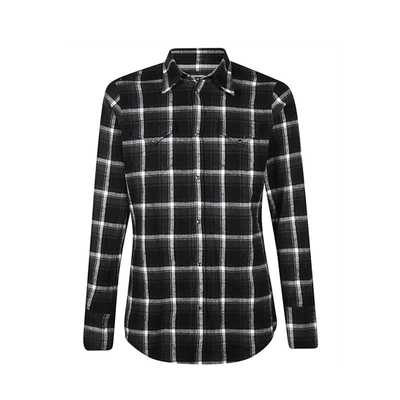 Dsquared2 Flannel Cotton Blend Shirt In Black