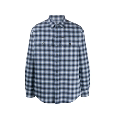 Dsquared2 Flannel Cotton Blend Shirt In Blue