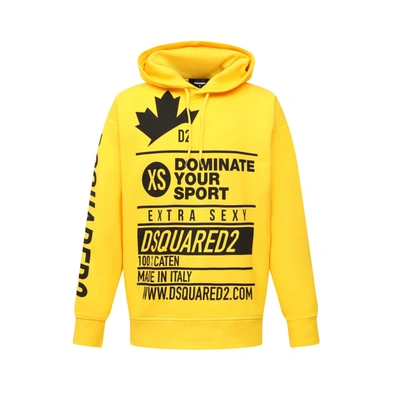 Dsquared2 Logo Hooded Sweatshirt In Yellow