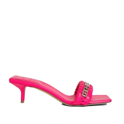 Givenchy G Woven Lambskin Chain Kitten-heel Mules In Pink