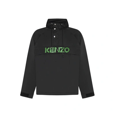 Kenzo Hoodded Logo Jacket In Black