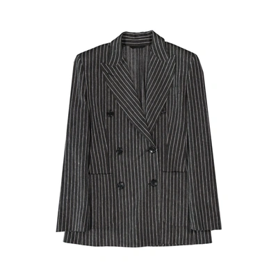 Max Mara Alloro Striped Blazer In Gray