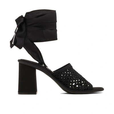 Miu Miu Macrame Sandals In Black