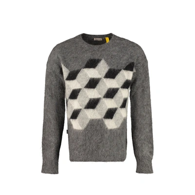 Moncler Printed Sweater In Gray