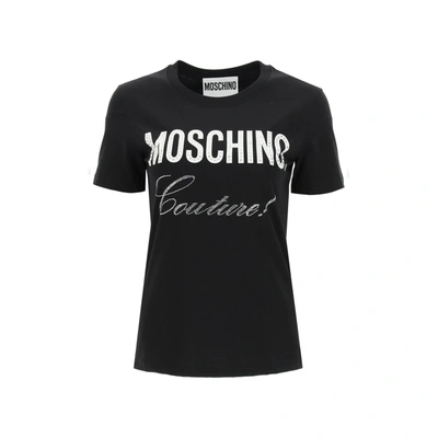 Moschino Couture Crystal Embellished T-shirt In Black